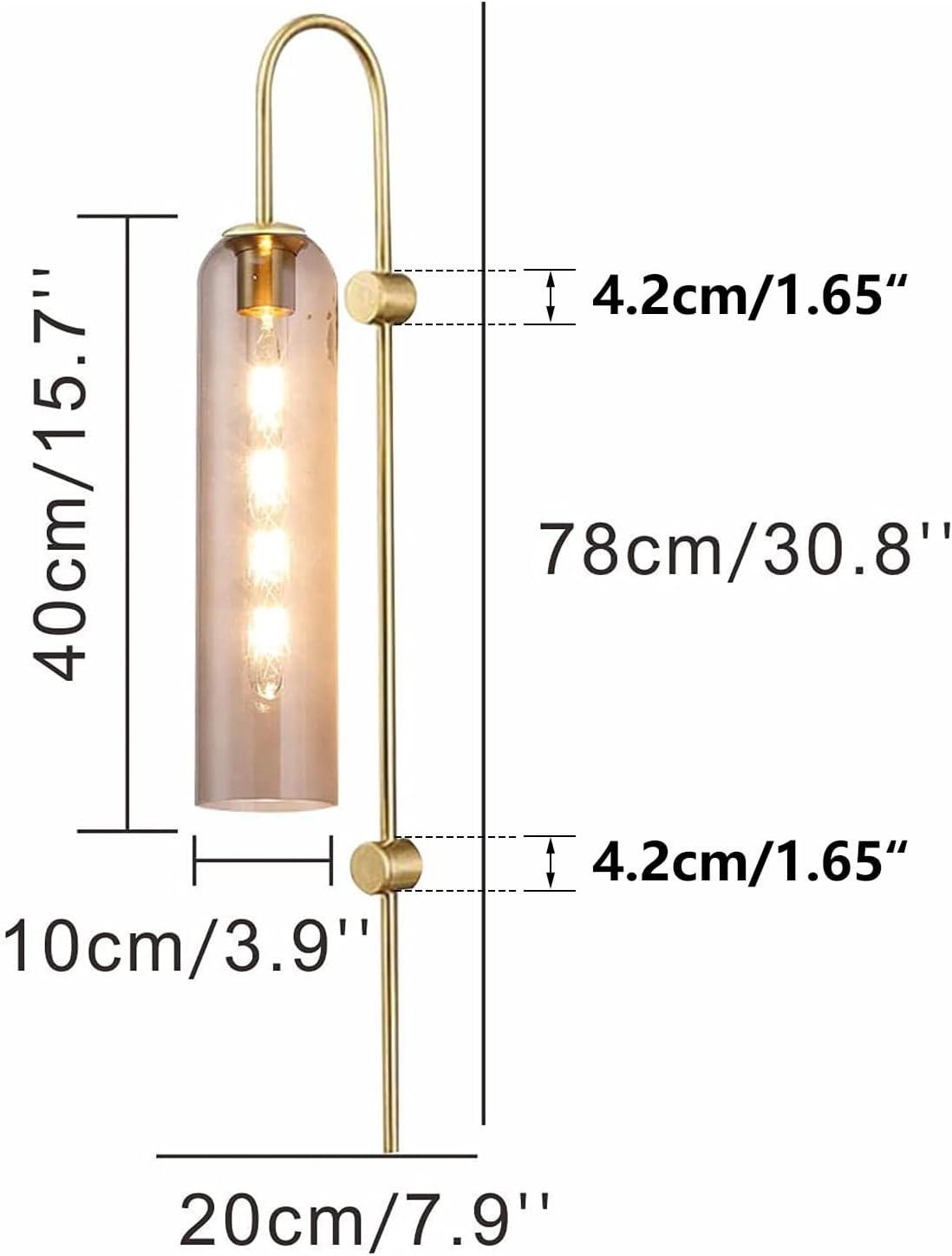 Modern Gold & Glass Wall Light | Smoke & Amber Decorative Sconce | Luxury Accent Lighting