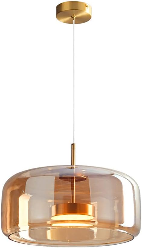 Modern Glass Pendant Light | Smoke & Amber Ceiling Lamp | Elegant Hanging Fixture