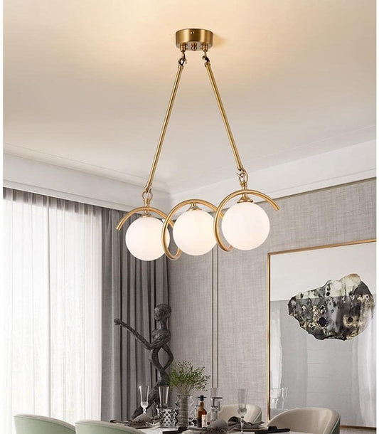 Luxury Gold Glass Globe Chandelier | Modern LED Hanging Light for Dining Room & Living Room
