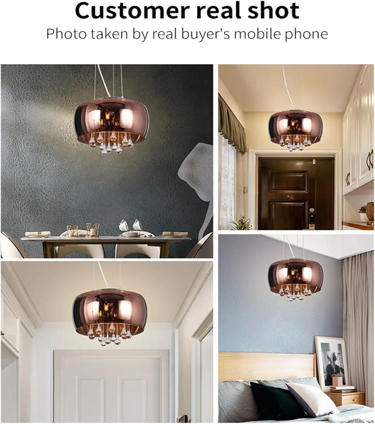 Modern Crystal Raindrop Chandelier –  Pendant Light (400mm) for Dining & Living Room