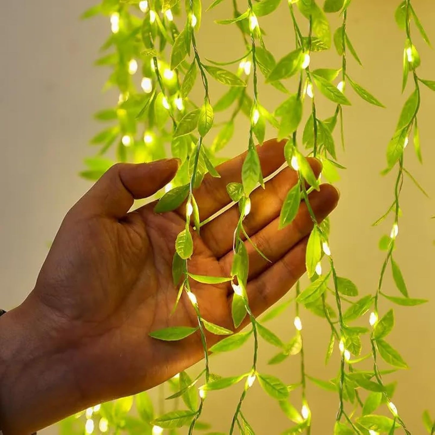 Leaf Vine LED Curtain Lights – 200 LEDs, 8 Modes, 10x3 ft Green Leaf Fairy Lights for Home & Festive Decor