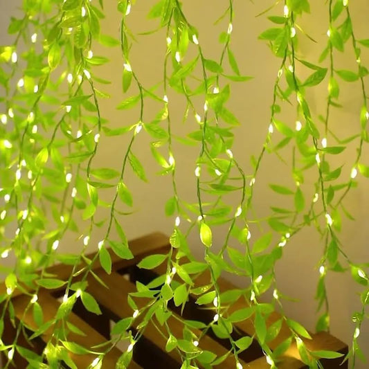 Leaf Vine LED Curtain Lights – 200 LEDs, 8 Modes, 10x3 ft Green Leaf Fairy Lights for Home & Festive Decor