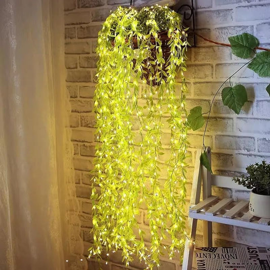 Leaf Vine LED Curtain Lights – 200 LEDs, 8 Modes, 10x3 ft Green Leaf Fairy Lights for Home & Festive Decor