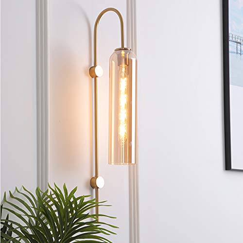 Modern Gold & Glass Wall Light | Smoke & Amber Decorative Sconce | Luxury Accent Lighting