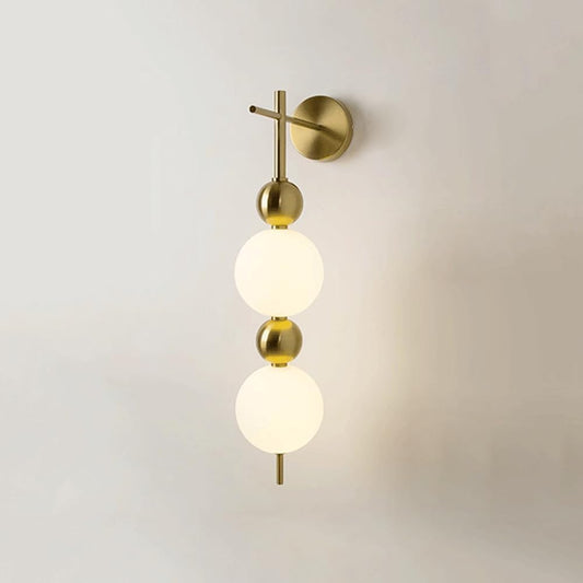 Modern 2-Globe Frosted Glass Wall Light – Gold Finish, Elegant Wall Sconce for Living Room & Bedroom
