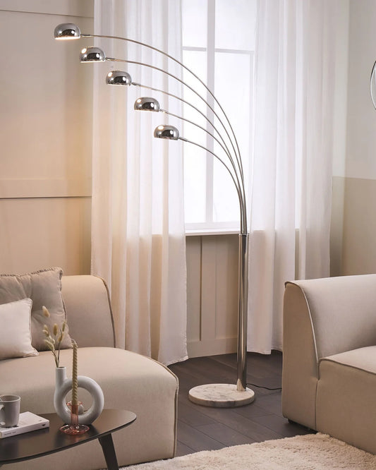 Modern 5-Head Arc Floor Lamp | 7 Feet Tall Adjustable Standing Lamp