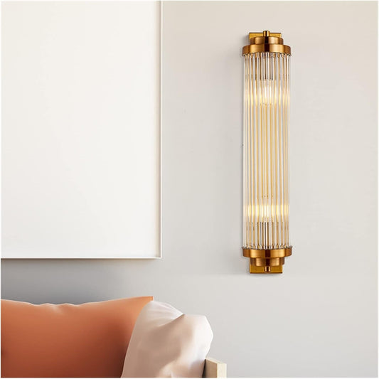 Luxury Gold & Crystal Wall Light | Elegant Ribbed Glass Sconce | Modern Accent Lighting