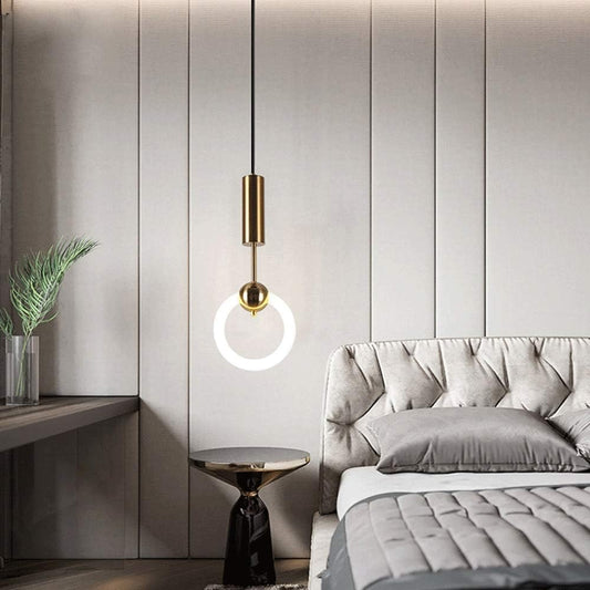 Modern Gold LED Pendant Light | Adjustable Hanging Lamp | Elegant Ceiling Lighting for Home & Office