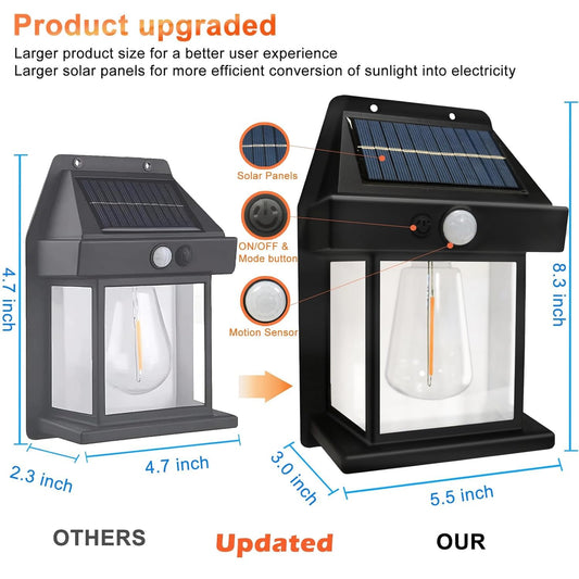 Solar Wall Lantern with Motion Sensor – Outdoor Waterproof Dusk to Dawn Wall Light, Wireless Solar Powered Porch Sconce with 3 Lighting Modes for Front Door, Patio & Entryway(pack of 1)