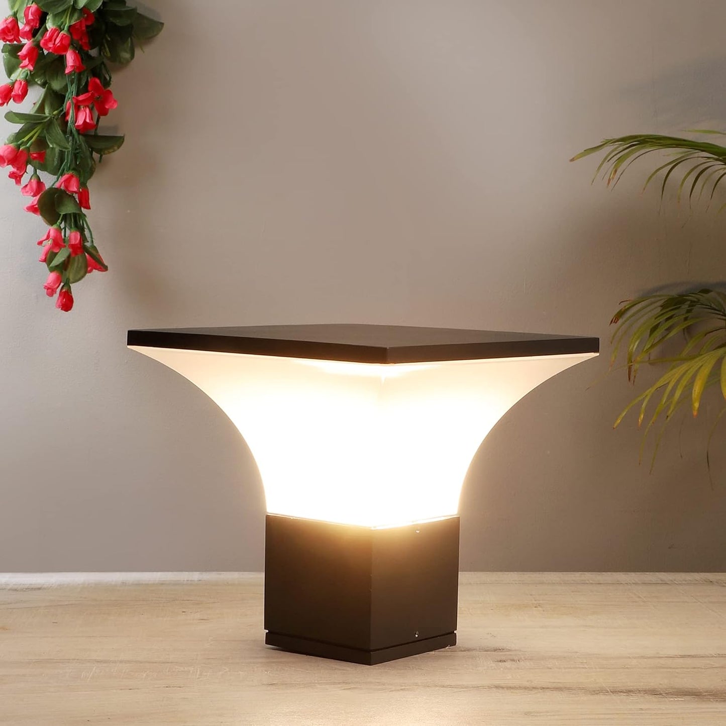 Modern LED Gate Light for Pillars – 8.5 Inch Black & Grey Waterproof Outdoor Lamp