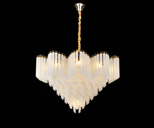 Elegant Frosted Glass Chandelier | 600mm & 800mm Gold & White Hanging Light for Living Room & Dining