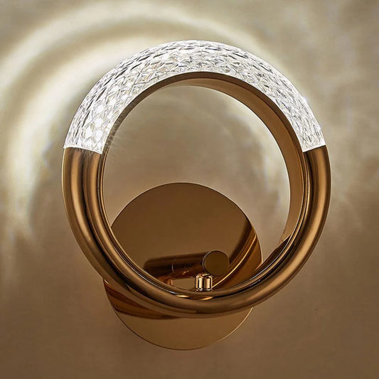 Aurora Gold Crystal Ring LED Wall Light – Modern Luxury Wall Lamp for Living Room & Bedroom