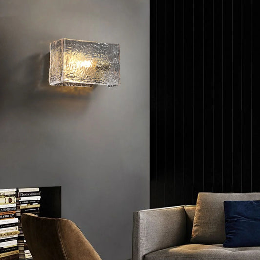 Crystal Frost Glass Wall Light – Modern Textured Elegance
