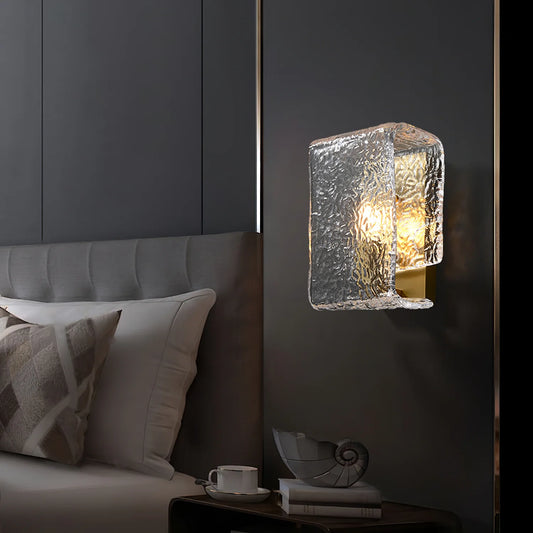 Crystal Frost Glass Wall Light – Modern Textured Elegance