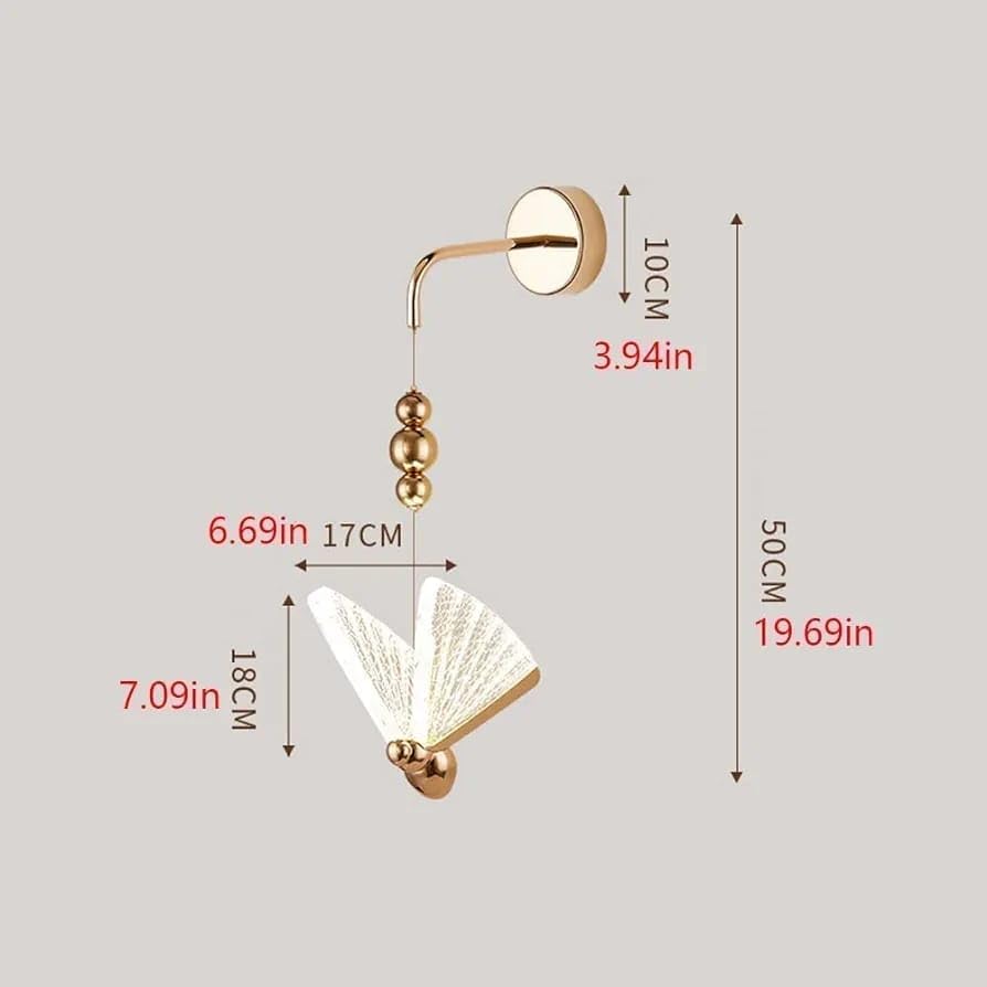 Butterfly Wall Light – Modern LED Wall Sconce in Gold Finish (Multicolor & White Variants) for Bedroom, Living Room & Kids Room