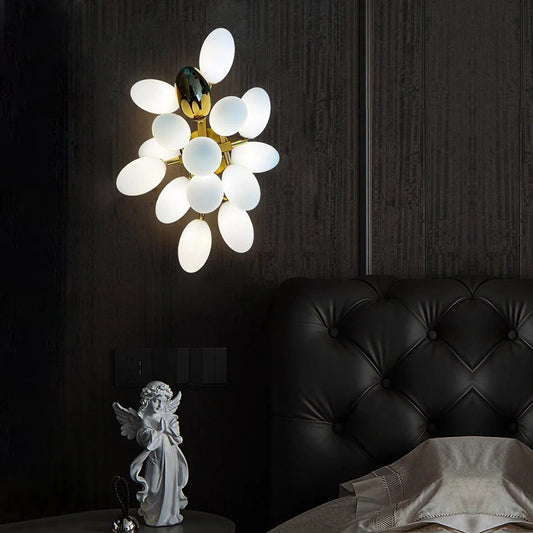 Modern Gold & White Glass Wall Light | Luxury Decorative Wall Lamp for Living Room, Bedroom & Hallways