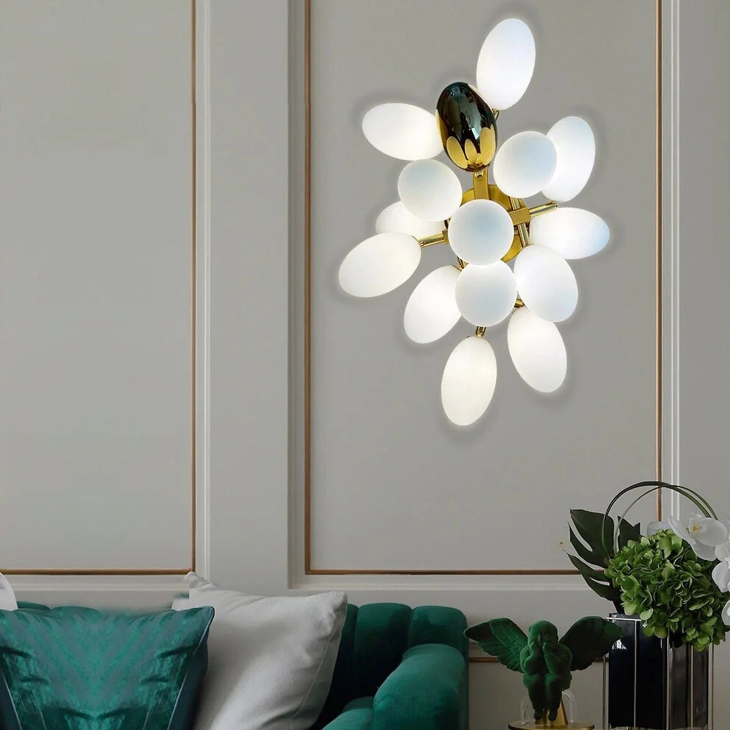 Modern Gold & White Glass Wall Light | Luxury Decorative Wall Lamp for Living Room, Bedroom & Hallways
