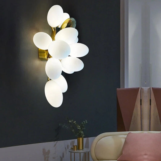 Modern Gold & White Glass Wall Light | Luxury Decorative Wall Lamp for Living Room, Bedroom & Hallways