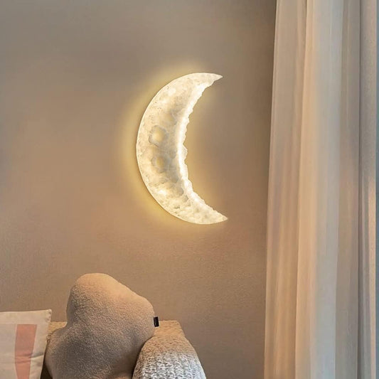 Crescent Moon Glow Resin Wall Sconce for Bedroom, Living Room