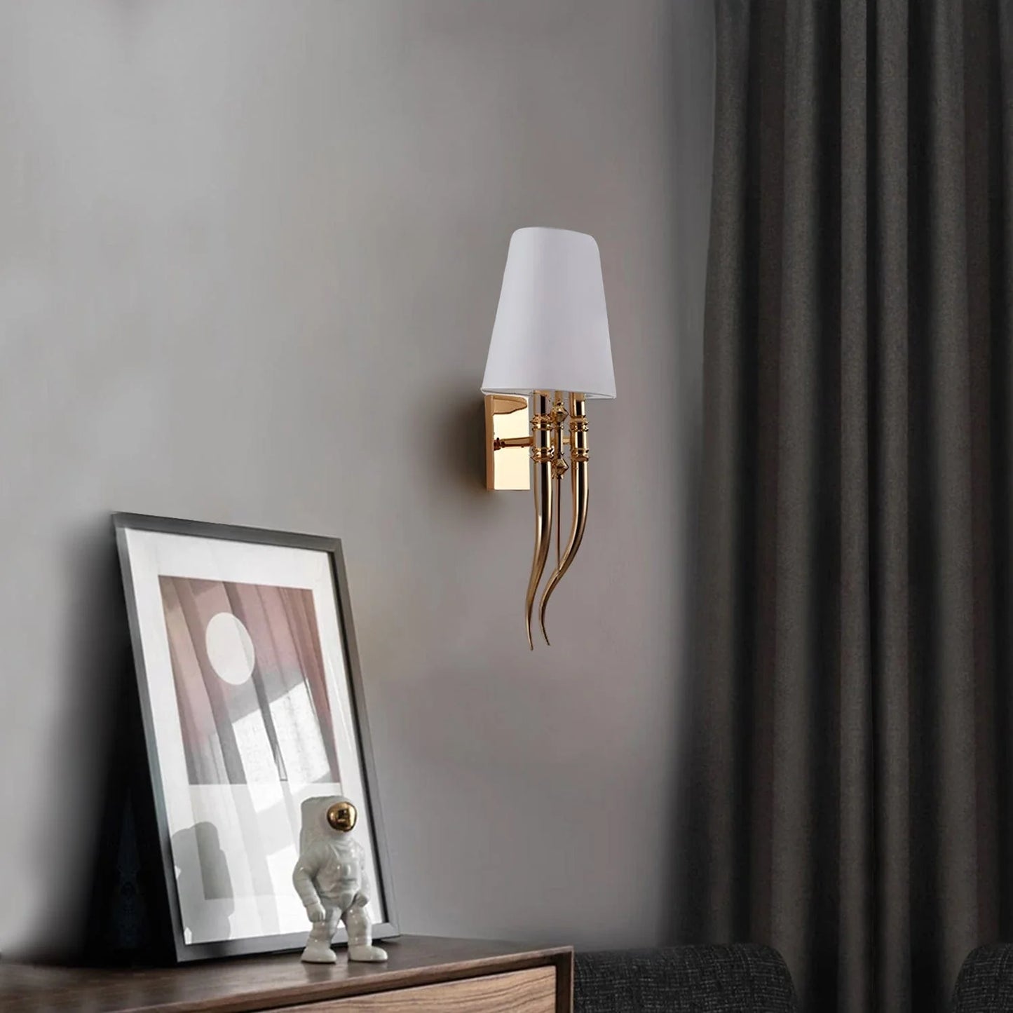 Elegant Gold & White Elephant Tusk Wall Light – Luxury Decorative Lighting for Bedroom & Living Room