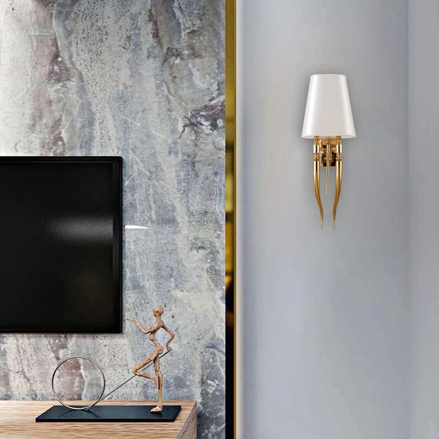 Elegant Gold & White Elephant Tusk Wall Light – Luxury Decorative Lighting for Bedroom & Living Room