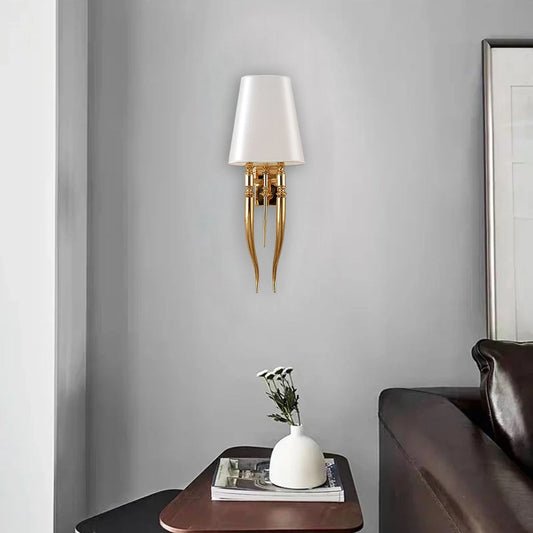 Elegant Gold & White Elephant Tusk Wall Light – Luxury Decorative Lighting for Bedroom & Living Room