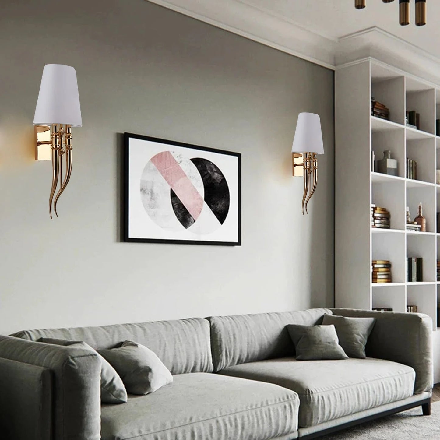 Elegant Gold & White Elephant Tusk Wall Light – Luxury Decorative Lighting for Bedroom & Living Room